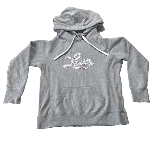Levi's Size LargeHoodie Sweatshirt Gray Logo Hooded Kangaroo Pocket Pullover - Picture 1 of 7